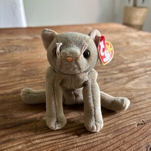 TY Beanie Baby Babies Scat 5-27-1998 Gray Tan Kitty Cat Plush Toy rare